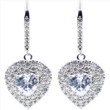 Load image into Gallery viewer, 14K Gold Plated Cubic Zirconia Hanging Dangle Heart Cut Earrings for Women &amp; Girls
