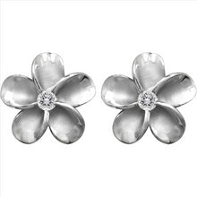 Load image into Gallery viewer, 14K White Gold Plated Cubic Zirconia Round Cut Flower Stud Earrings For Women &amp; Girls
