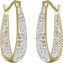 Load image into Gallery viewer, Inside Out Oval Shape Crystal Hoop Earrings For Women &amp; Girls (Yellow Gold)
