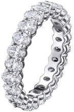 Load image into Gallery viewer, 18K White Gold Plated Cubic Zirconia Oval Cut Eternity Ring Band for Women &amp; Girls
