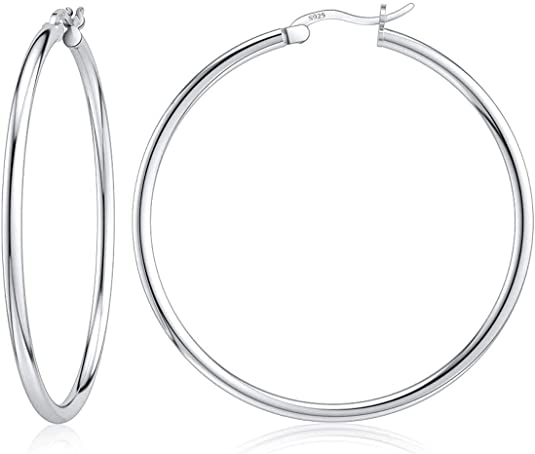 925 Sterling silver Round Hoop Earrings for Women & Girls Comes in 60MM