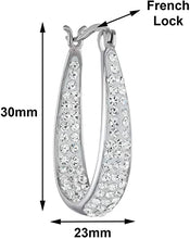 Load image into Gallery viewer, Inside Out Oval Shape Crystal Hoop Earrings For Women &amp; Girls (White Gold)
