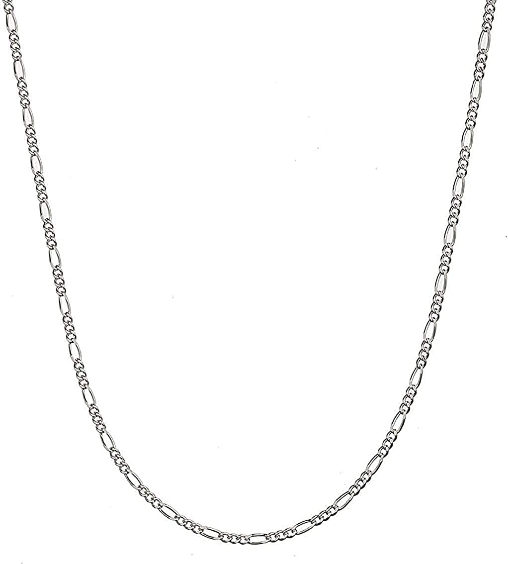 925 Sterling Silver 2mm Italian Solid Figaro Link Chain Necklace With Gift Box For Men & Women - Made in Italy