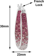 Load image into Gallery viewer, 14K White Gold Plated Inside Out Crystal Hoop Earrings For Women &amp; Girls (Pink-White)
