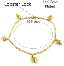 Load image into Gallery viewer, 14K Gold Plated 10 Inches Pendant Charm Chain Summer Anklet for Women &amp; Girls Comes With Gift Box
