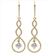 Load image into Gallery viewer, 14K Gold Plated Cubic Zirconia Hanging Dangle Spiral Twist Earrings for Women &amp; Girls
