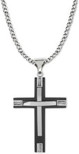 Load image into Gallery viewer, Stainless Steel Black &amp; Silver Color Cross Pendant 24 inch Cuban Chain Necklace for Men
