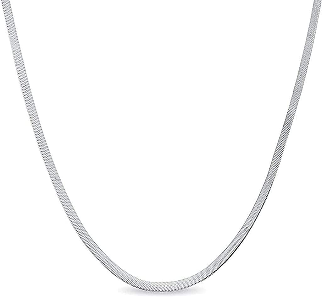 925 Sterling Silver 2.5mm Herringbone Flat Snake Magic Chain Necklace with Gift Box for Men & Women - Made in Italy