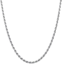 Load image into Gallery viewer, 925 Sterling Silver 2.5mm Solid Italian Rope Diamond Cut Twist Link Chain Necklace With Gift Box For Men &amp; Women - Made in Italy (15, 2.5mm)
