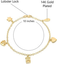 Load image into Gallery viewer, 14K Gold Plated 10 Inches Pendant Charm Chain Summer Anklet for Women &amp; Girls Comes With Gift Box
