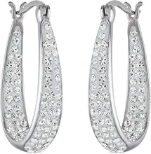 Load image into Gallery viewer, Inside Out Oval Shape Crystal Hoop Earrings For Women &amp; Girls (White Gold)
