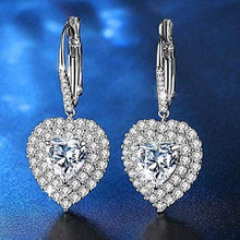 Load image into Gallery viewer, 14K Gold Plated Cubic Zirconia Hanging Dangle Heart Cut Earrings for Women &amp; Girls
