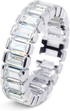 Load image into Gallery viewer, 18K White Gold Plated Cubic Zirconia 4x6MM Emerald Cut Eternity Ring Band for Women Men
