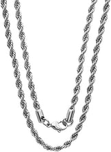 Load image into Gallery viewer, 5mm Stainless Steel Rope Twist Necklace Chain for Men &amp; Women Comes in 16-30 inches (16, 5mm)
