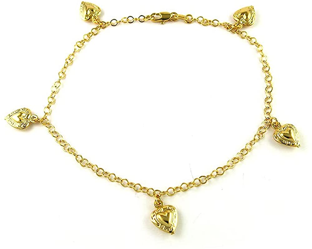 14K Gold Plated 10 Inches Pendant Charm Chain Summer Anklet for Women & Girls Comes With Gift Box