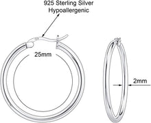 Load image into Gallery viewer, 925 Sterling silver Round Hoop Earrings for Women, Girls &amp; Men Comes in 25MM (25)
