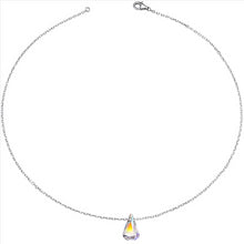 Load image into Gallery viewer, 14K White Gold Plated Aurora Borealis Drop Cut 18 Inches Pendant Chain Necklace For Women &amp; Girls
