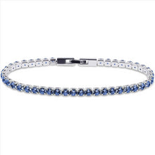 Load image into Gallery viewer, 14K White Gold Plated Navy Blue Cubic Zirconia Round 4MM Classic Tennis Bracelet For Women
