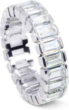 Load image into Gallery viewer, 18K White Gold Plated Cubic Zirconia 4x6MM Emerald Cut Eternity Ring Band for Women Men
