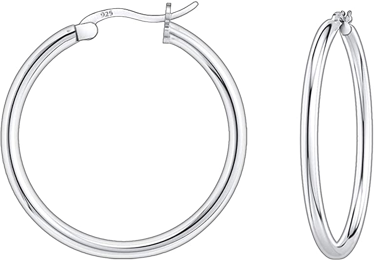 925 Sterling silver Round Hoop Earrings for Women, Girls & Men Comes in 25MM (25)