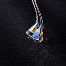 Load image into Gallery viewer, 14k White Gold Plated Aurora Borealis Austrian Rainbow Multicolor Crystal Tear Drop Pear Cut Dangle Earrings For Women &amp; Girls
