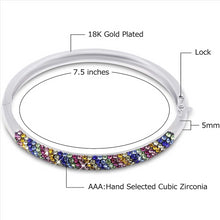 Load image into Gallery viewer, 18K White Gold Plated Round Cut Rainbow Cubic Zirconia Bangle Bracelet For Women &amp; Girls
