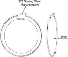 Load image into Gallery viewer, 925 Sterling silver Round Hoop Earrings for Women &amp; Girls Comes in 55MM
