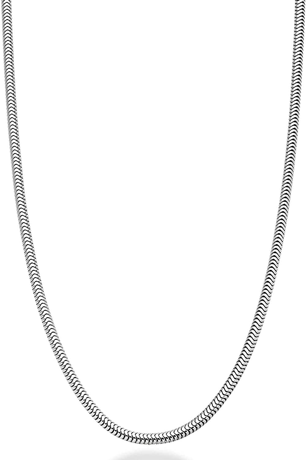 925 Sterling Silver 2.5mm Solid Italian Round Diamond Cut Flexible Snake Chain Necklace With Gift Box For Men & Women - Made in Italy